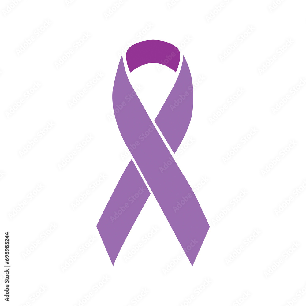 Cinta morada de concientización sobre el día mundial del cáncer sobre un fondo blanco liso y aislado. Vista de frente y de cerca. Copy space. Concepto: Salud Cinta morada de concientización sobre el día mundial del cáncer sobre un fondo blanco liso y aislado. Vista de frente y de cerca. Copy space. Concepto: Salud
