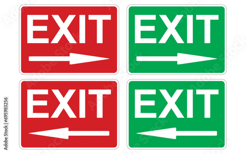 Icono de señal de salida en color rojo y verde. Vector photo