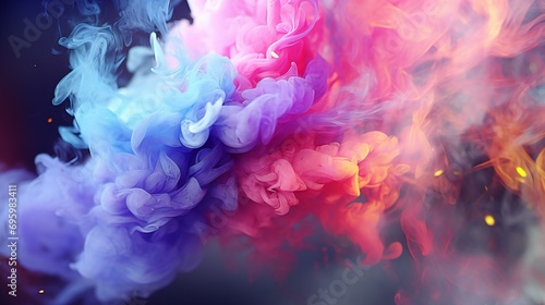 Abstract paint explosion. A dynamic and colorful explosion of paint and smoke, creating an abstract and visually striking composition