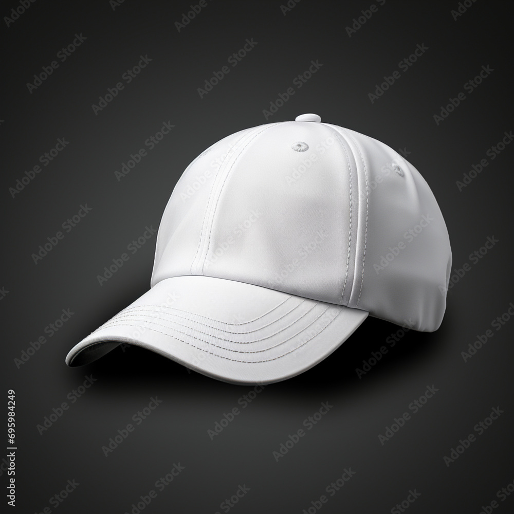 Fotografia de est5ilo mockup con detalle de gorra de color blanco sobre fondo de tonos oscuros Fotografia de est5ilo mockup con detalle de gorra de color blanco sobre fondo de tonos oscuros