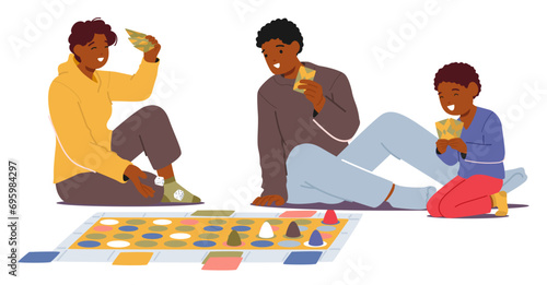 Parents Sit On The Floor With their Kid, Surrounded By Board Games. Laughter Fills The Room As They Enjoy Quality Family