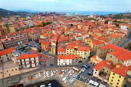 Piombino - Italy - Aerial view of the beautiful coastal town