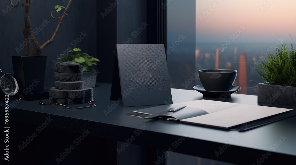 A variety of office supplies on it. There are papers, pens, pencils, notebooks, and other items scattered around the desk. A variety of office supplies on it. There are papers, pens, pencils, notebooks, and other items scattered around the desk.