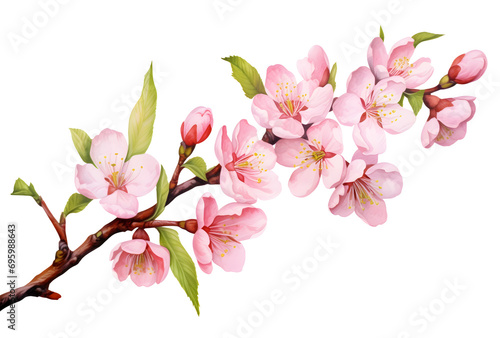 Pink Cherry blossoms watercolor PNG