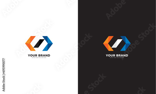 Computer programmer coding logo. Graphic design vector