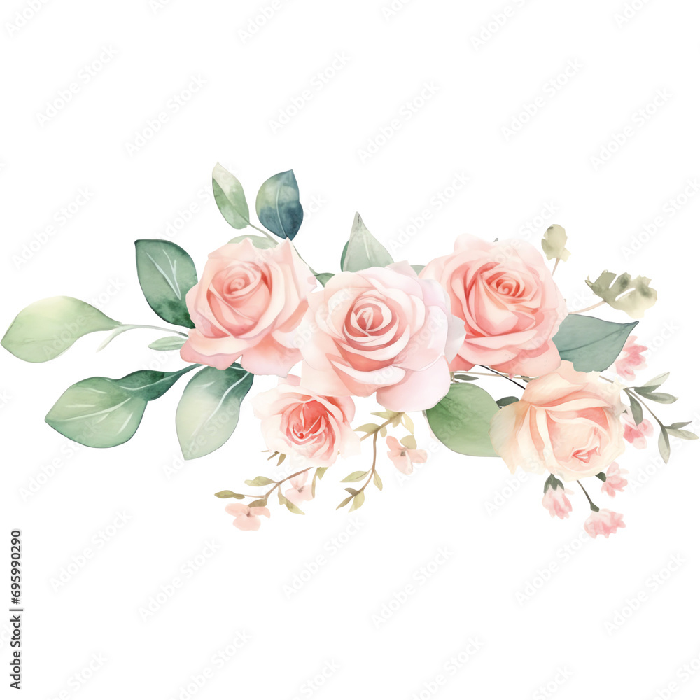 watercolor soft pink rose floral bouquet