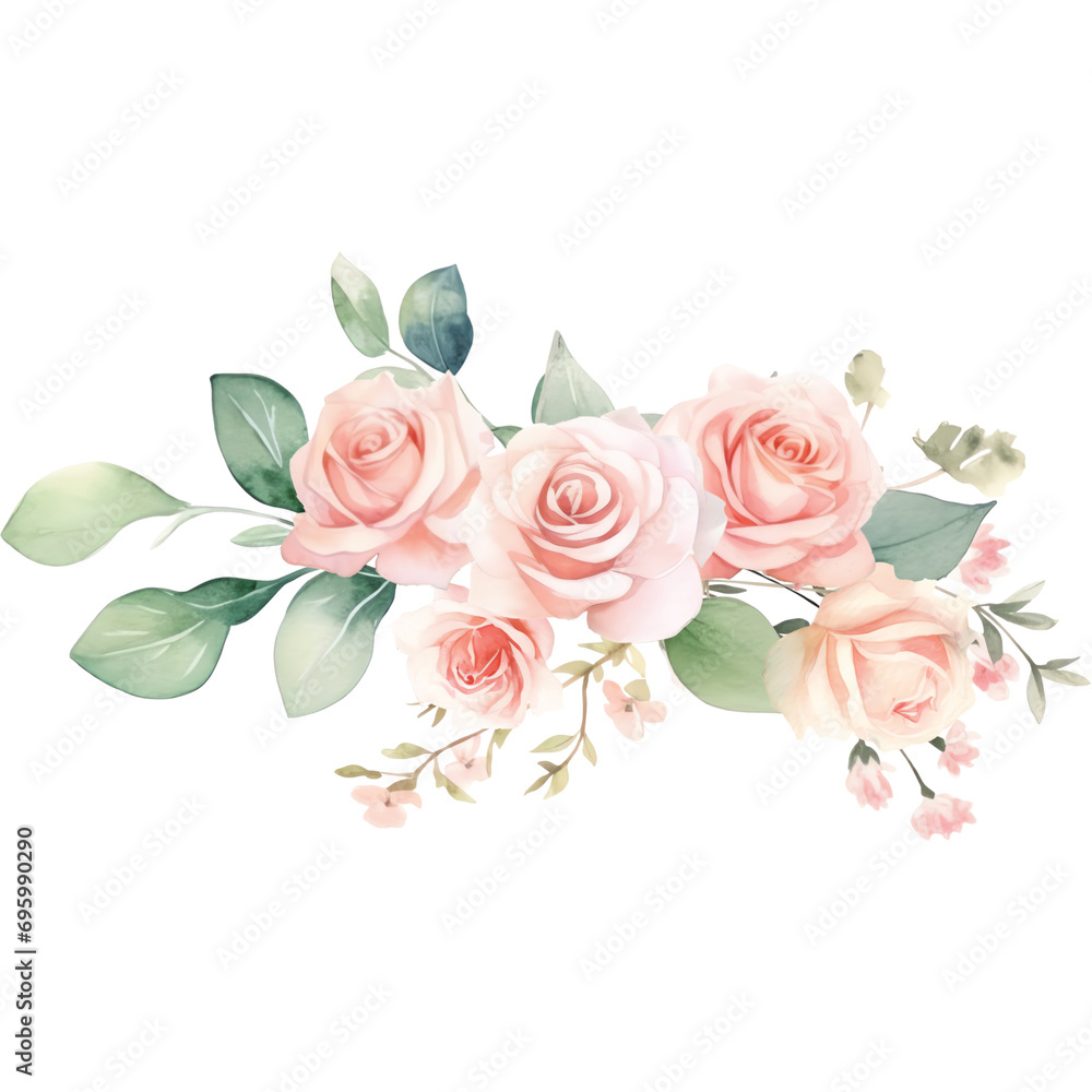 Fototapeta premium watercolor soft pink rose floral bouquet