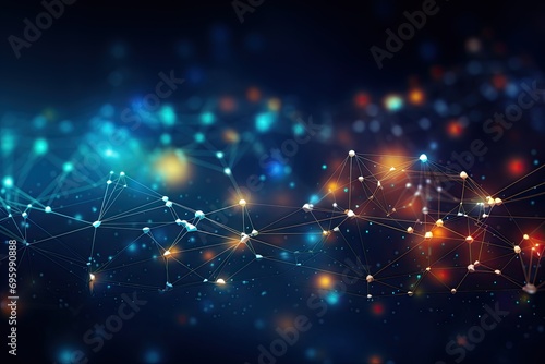 Abstract polygonal space low poly dark background with connecting dots and lines. Connection structure. Vector illustration, Abstract digital connection dots and lines. Technology, AI Generated