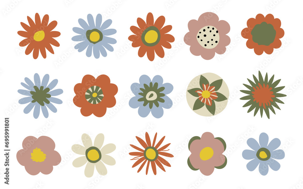 Abstract flowers vector clipart. 