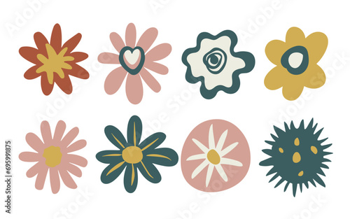 Abstract flowers vector clipart. 