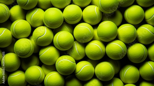 lot of bright yellow tennis balls as a background © Amonthep