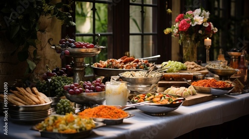 elegant wedding preparation with delectable cuisine – beautifully arranged setting