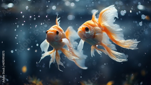 Goldfish swimming in the aquarium, closeup stock photo photo