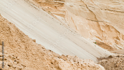 Canvas Print sand quarry, in the photo there is a close-up of sand in the quarry