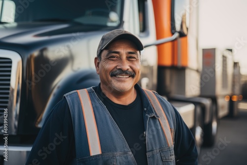 Portrait of a middle aged truck driver photo