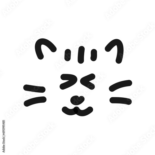 happy cat line art doodle