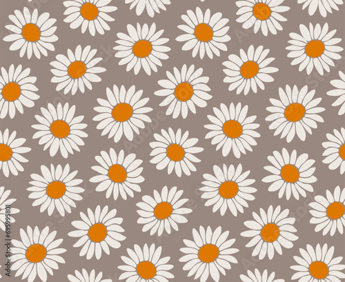 Fototapeta Naklejka Na Ścianę i Meble -  Floral pattern with cute daisies, seamless background with daisies.