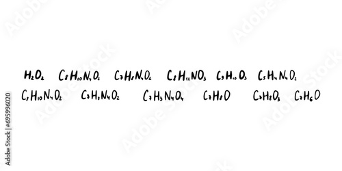 Chemical formula. Vector doodle illustration. Education element.