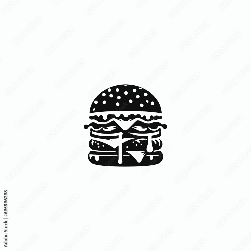 Fototapeta premium Burger vector illustration silhouette