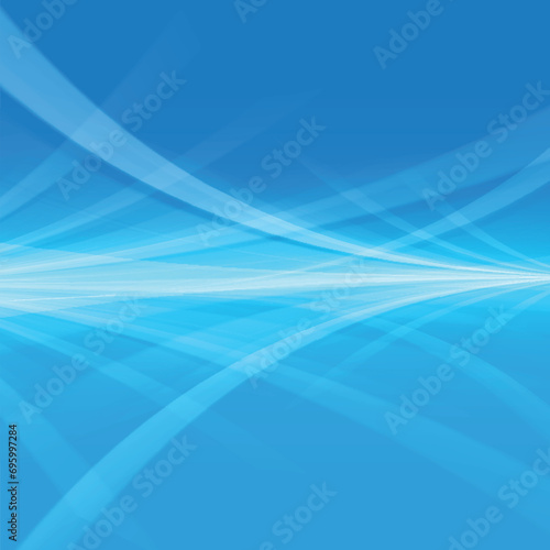 Blue wavy curved lines abstract perspective background.