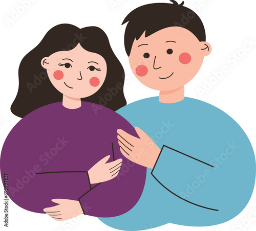 Young couple in love. Man and woman hugging. 