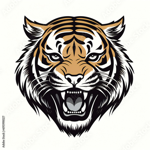 Tiger Head Face for Retro Logos, Emblems, Badges