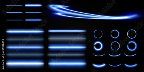Blue glowing lines.Neon elements for design.
