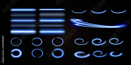 Blue glowing lines.Neon elements for design.
 photo