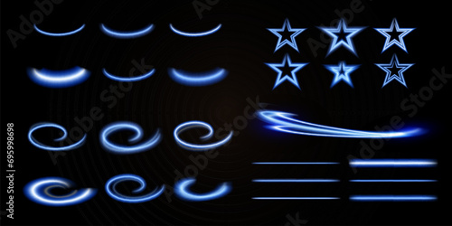 Blue glowing lines.Neon elements for design.
