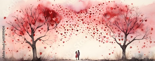 Watercolor Valentine s day design Generative AI 