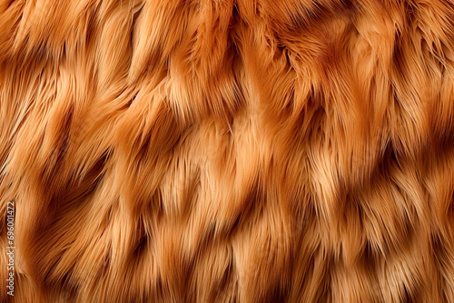 Fur texture top view. Brown background pattern. Texture of brown shaggy fur.