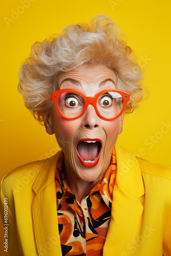 A Vintage Retro Middle Age Blonde Woman with a Surprised Face, Comic Style Vibrant Colors Illustration © GloriaSanchez