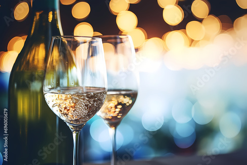 A pair of white wine glasses on an isolated background