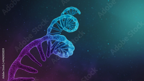 single helix - visualization of a unstable mRNA single-strand structure, cancer therapy, medical illustration, 3D rendering photo