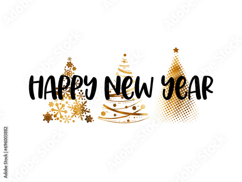 Happy New Year writting for celebrating new year, party invitation, celebration card
