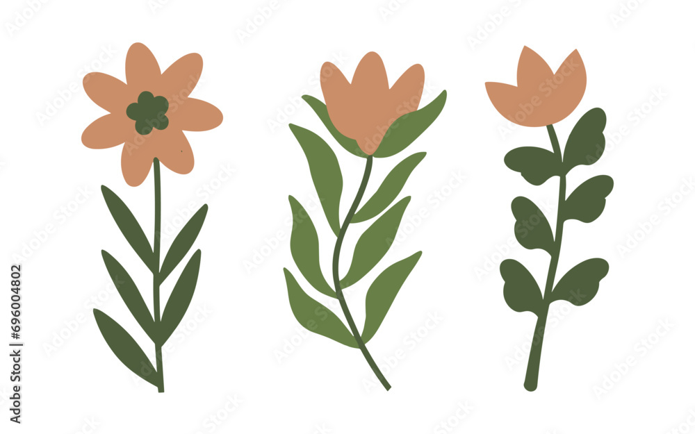 Abstract wildflowers vector clipart. 