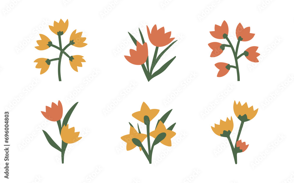 Abstract wildflowers vector clipart. 
