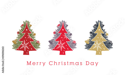 Christmas tree. Merry Christmas greeting card template. Party invitation card, social media poster, flyer, banner vector illustration. 