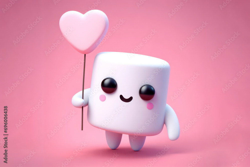 marshmallow man on solid pink background. ai generative marshmallow man on solid pink background. ai generative
