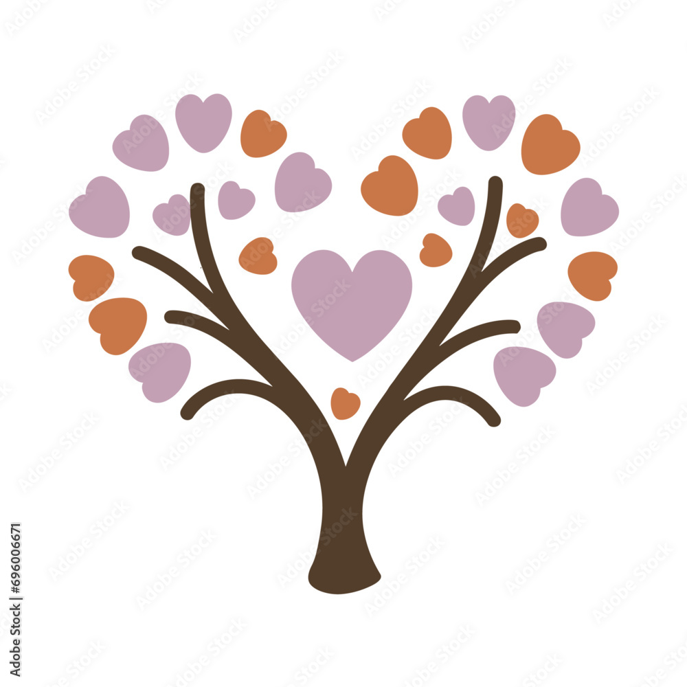 Abstract tree vector clipart. Valentine's day vector clipart. Spring illustration.