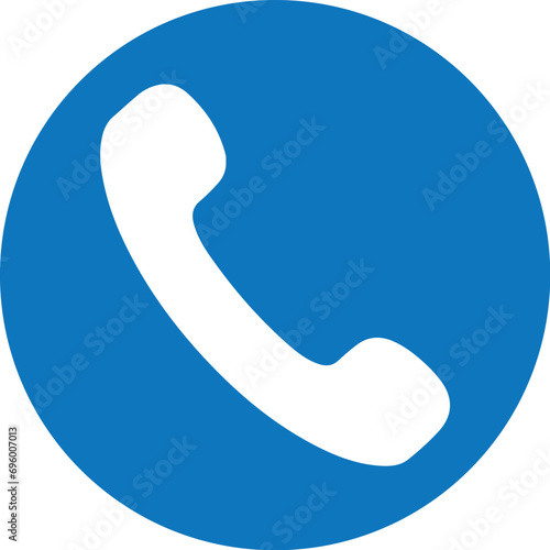 Blue white coloured phone icon illustration