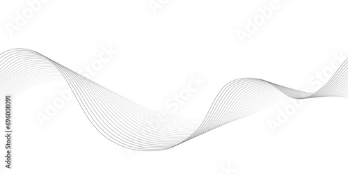Wave line background with smooth shape. A beautiful wavy line on a white background that creates the optical illusion of waves. Horizontal banner template. Abstract futuristic template. © Lesia