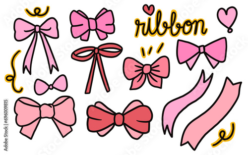 ribbon doodle hand drawn cartoon vector set