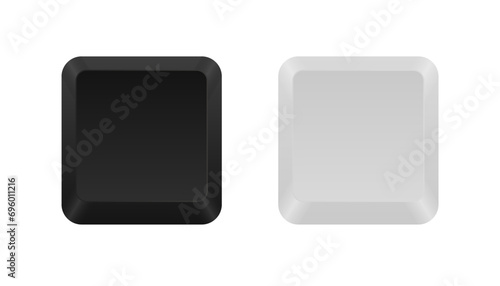 White and black, computer key with clear space isolated on white background. Keyboard shortcuts. Vector illustration photo