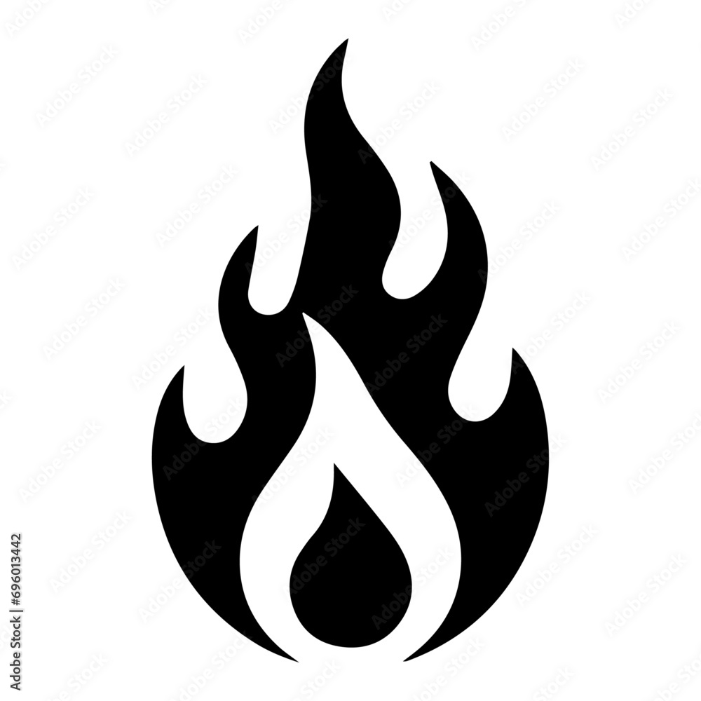 Fire Flame Icon vector art illustration, Minimal Flame Icon black color silhouette Fire Flame Icon vector art illustration, Minimal Flame Icon black color silhouette