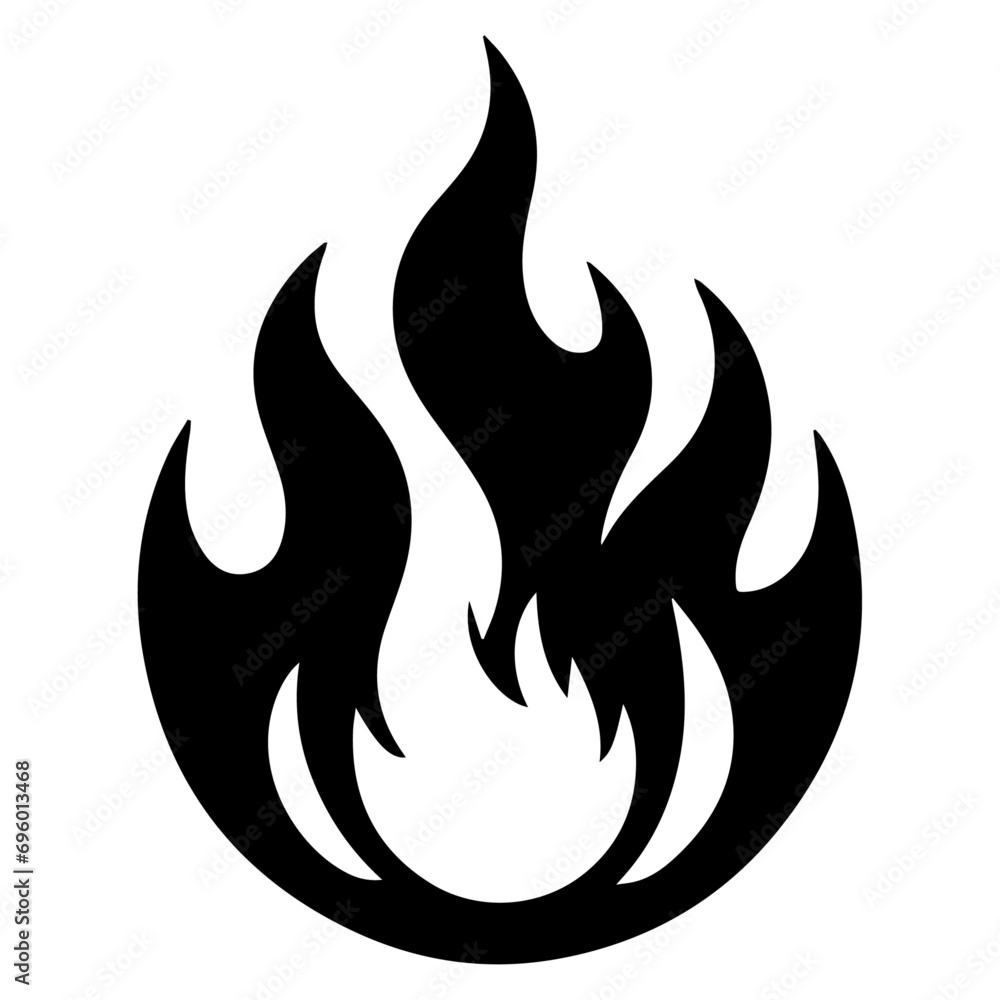 Fire Flame Icon vector art illustration, Minimal Flame Icon black color silhouette Fire Flame Icon vector art illustration, Minimal Flame Icon black color silhouette