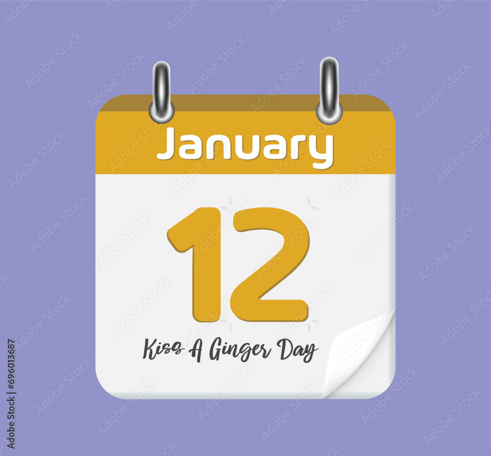 Calendar with the date January 12. Days of the year. Calendar with the date January 12. Days of the year.