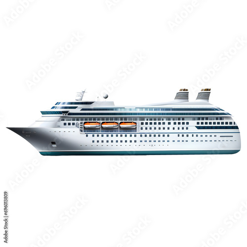 big white cruise ship. beautiful Cruise Liner. side view. Isolated on transparent