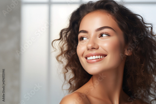 Skincare  portrait of a female model with beautiful skin smiling
