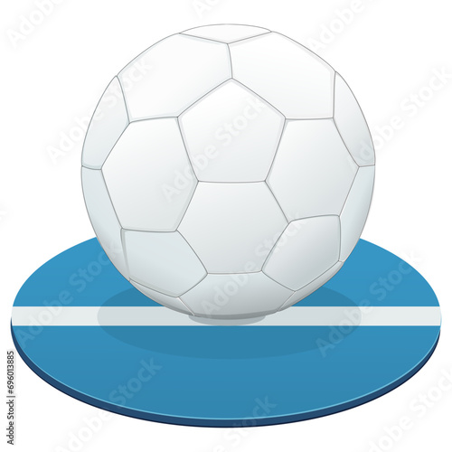 White handball ball isolated on a piece of blue handball court (cut out)